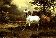 carle vernet chevaux effrayes par l'orage oil painting